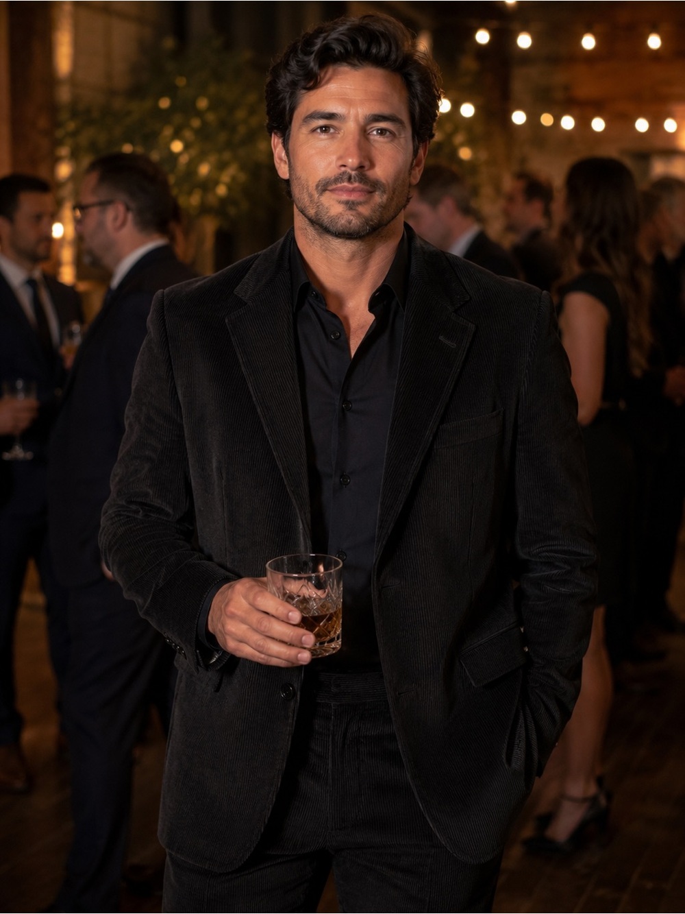 Men's Black Corduroy Blazer - Classic Evening Blazer